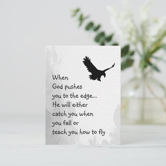 神が捕らえたり飛んだりするために教え端に押し込まれる ポストカード (スタンド正面)