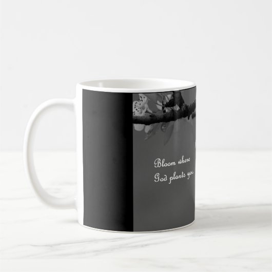 神が植える開花が付いているコーヒー・マグ コーヒーマグカップ (左)