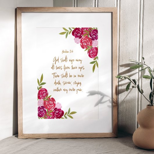 神が涙を遠くに拭い去る黙示録21:4 ポスター