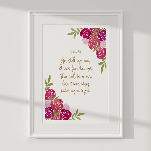 神が涙を遠くに拭い去る黙示録21:4 ポスター