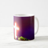 神が白熱［赤熱］光を放つ愛する夜に十字架を渡る コーヒーマグカップ (正面右)