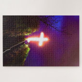 神が白熱［赤熱］光を放つ愛する夜に十字架を渡る ジグソーパズル (横)