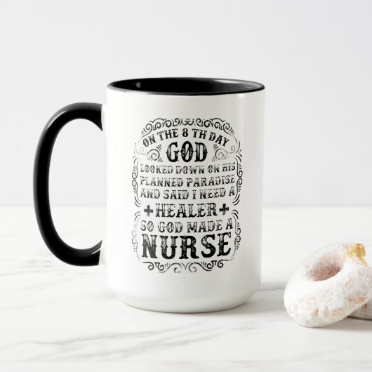 神が看護師を作った マグカップ (ドーナツ付き)