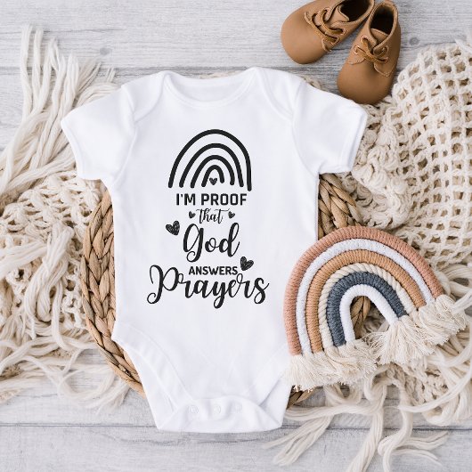 神が祈りの言葉の賜物に答えるパーソナライズされた証明 ベビーボディスーツ