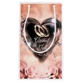 神が結び合わせた ピンク（シルバー） ウェディング スモールペーパーバッグ