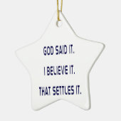 神が言った！あ信じあ！これで解決だ！プレーン セラミックオーナメント (左)