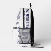 神が言った！あ信じあ！これで解決だ！プレーン プリントバックパック (右)