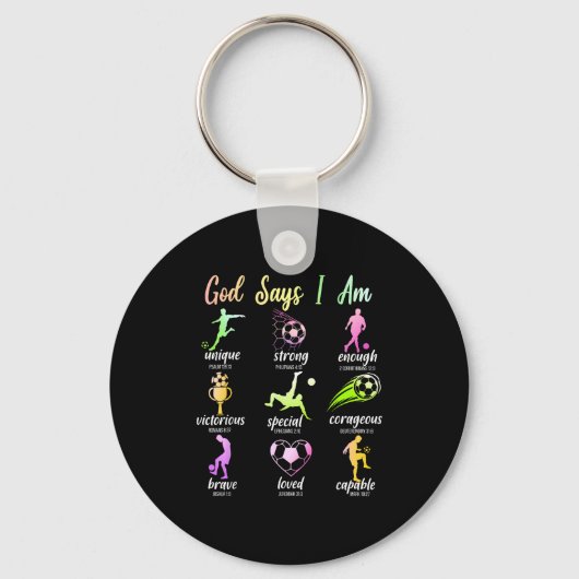 神が言われる私のあり方 キリスト教 聖書の言葉 サッカー キーホルダー (正面)