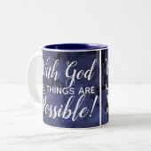 神ですべての事は可能なキリスト教の信頼です ツートーンマグカップ (正面左)