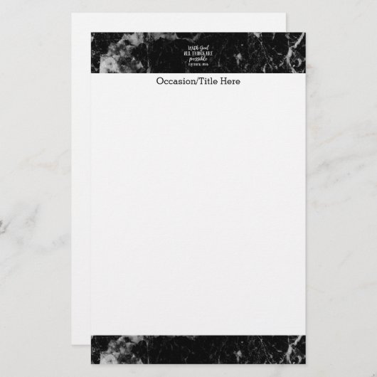 神ですべての事は可能なキリスト教の聖書です 便箋 (正面/裏面)