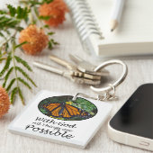 神ですべての事は可能なマダラチョウです キーホルダー (正面右)