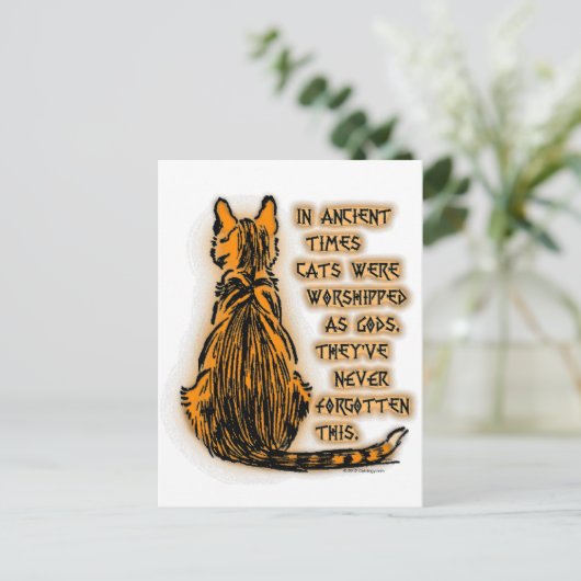 神として信仰される猫 ポストカード (スタンド正面)