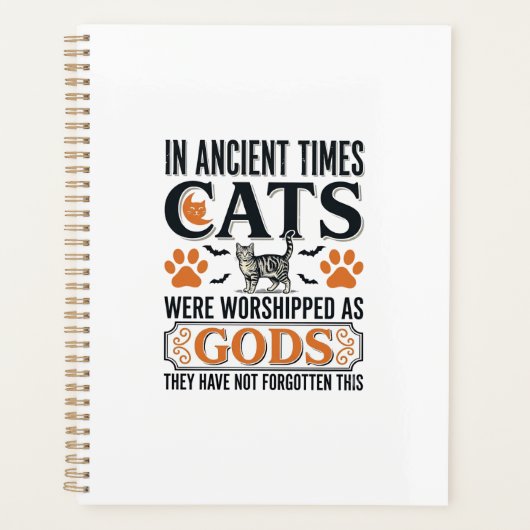 神として崇拝された古代猫の面白いビンテージTシャツ プランナー手帳 (正面)