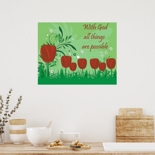 神とのキリスト教のポスターすべてのことが可能である ポスター (キッチン)