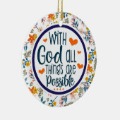 神とのキリスト教の花柄可能なすべての事 セラミックオーナメント (右)