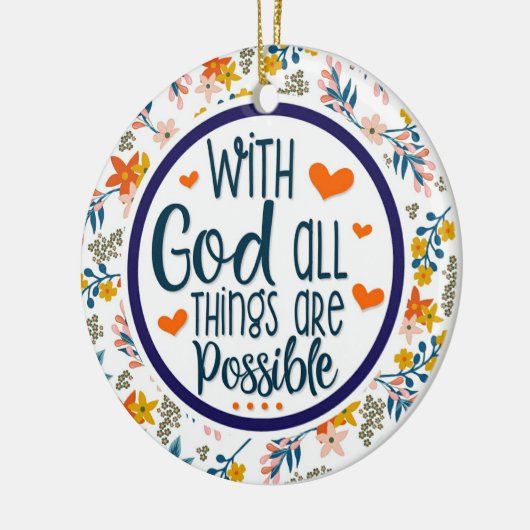 神とのキリスト教の花柄可能なすべての事 セラミックオーナメント (左)