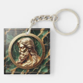 神との出会いイエス顔華美金ゴールド キーホルダー (裏面)