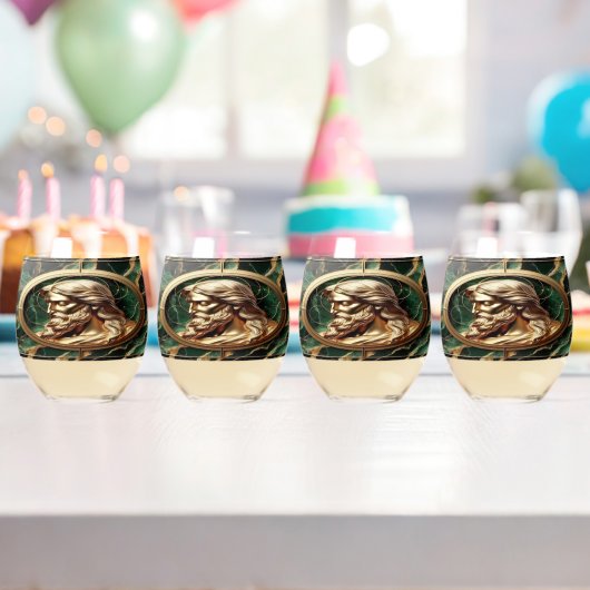 神との出会いイエス顔華美金ゴールド ステムなしワイングラス (インサイチュ (バースデー))