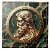 神との出会いイエス顔華美金ゴールド タイル (正面)