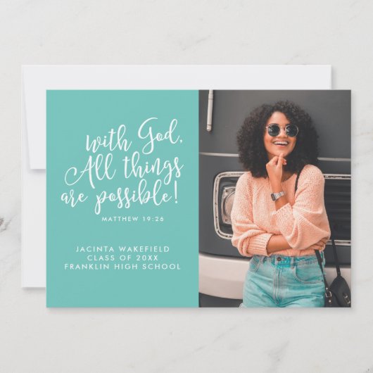 神との可能性聖なる書物、 経典写真卒業 案内状 (正面)