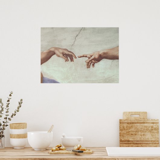 神とアダムの手 ポスター (キッチン)