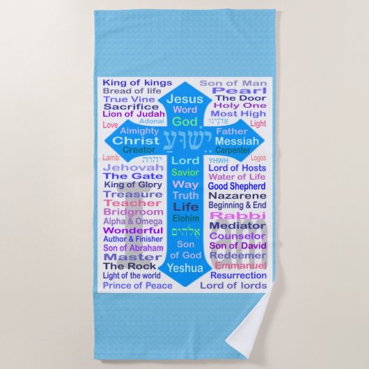 神とイエスの名 ビーチタオル (正面)