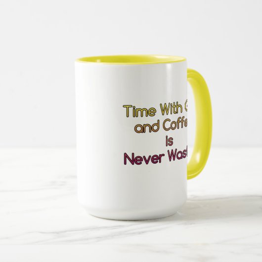 神とコーヒーとの時間は決してマグカップを無駄にしない マグカップ (正面右)