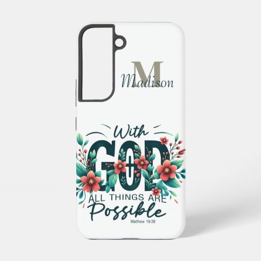 神とフローラすべての物モノグラム名前を追加 SAMSUNG GALAXYケース (裏面)