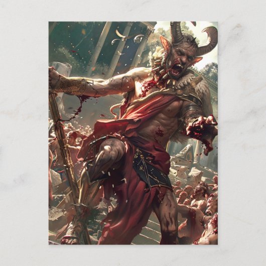 神とモンスター – パン ポストカード (正面)