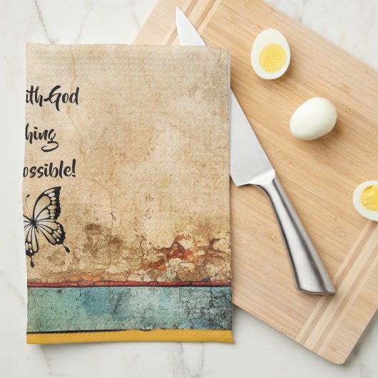 神と一緒に何でも可能なキッチンタ素朴オル キッチンタオル (四つ折り)