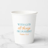 神と一緒に全てのことが可能な白い写真のグラード 紙コップ (裏面)