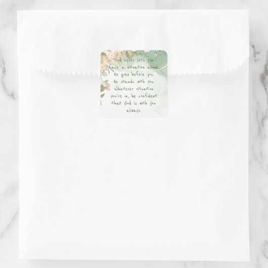 神と一緒に決して一人で心地よいの花をサポート スクエアシール (バッグ)