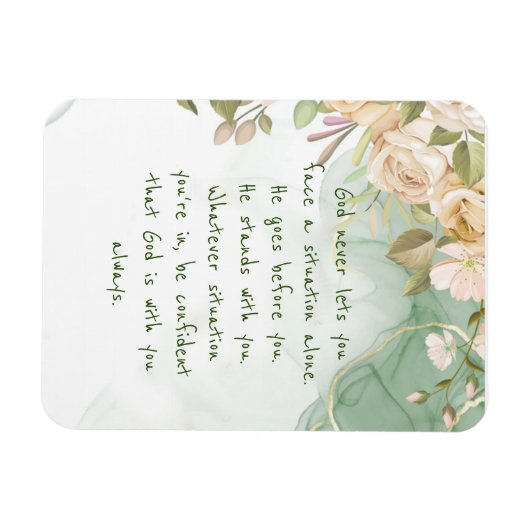 神と一緒に決して一人で心地よいの花をサポート マグネット (横)