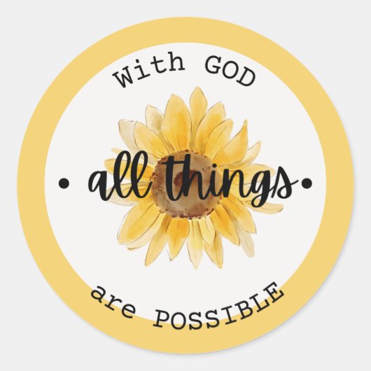 神と一緒に、すべてのものは可能な丸いシール ラウンドシール (正面)