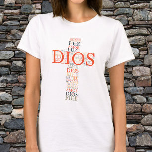 神と信仰クロスレディース クリスチャンスペイン Tシャツ