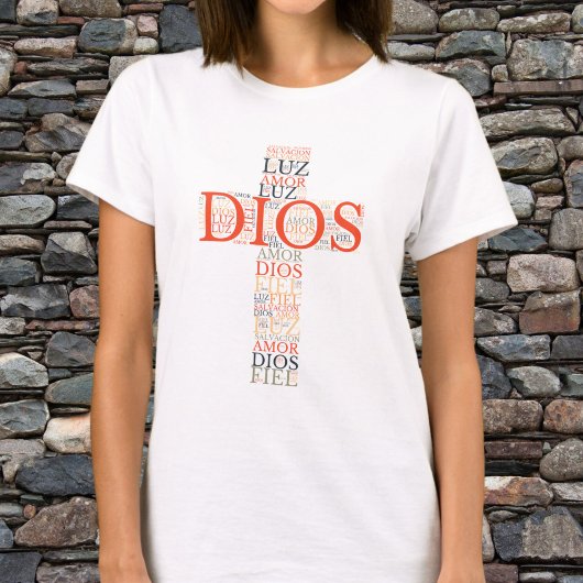 神と信仰クロスレディース クリスチャンスペイン Tシャツ