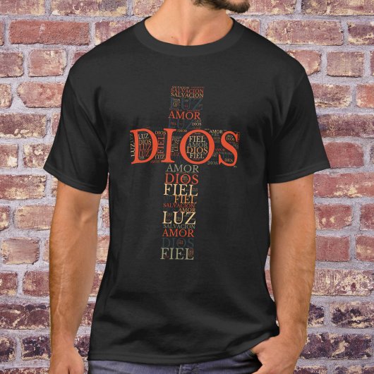 神と信仰クロス メンズ キリスト教 スペイン語 Tシャツ