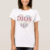 神と信仰 ハート 女性 キリスト教 スペイン語 Tシャツ (正面)