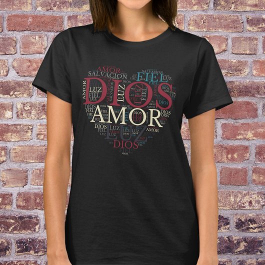 神と信仰 ハート 女性 キリスト教 スペイン語 Tシャツ