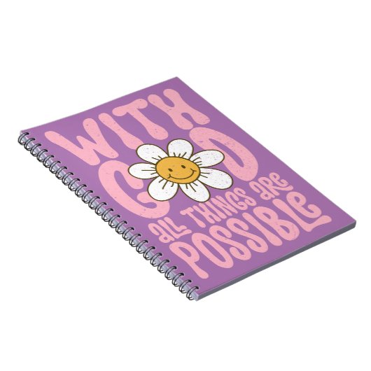 神と全てのことを可能なレトロデイジークリスチャン ノートブック (右側)