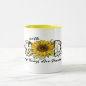 神と共にあらゆる事は可能である　ひまわり マグカップ (中央)