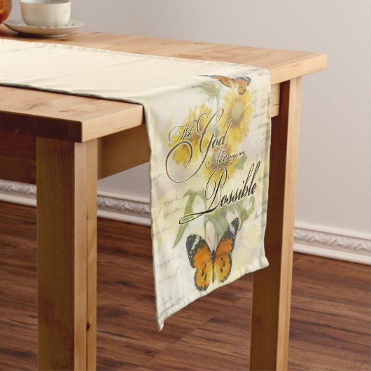 神と共にヒマワリと蝶 ショートテーブルランナー (インサイチュ)