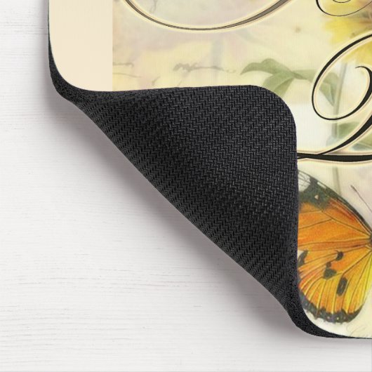 神と共にヒマワリと蝶 マウスパッド (コーナー)