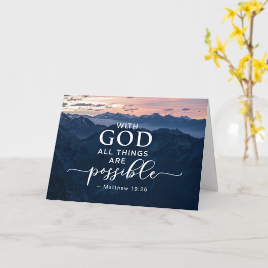 神と共に全てのことが可能である マタイ 19:26 カード (黄色い花)