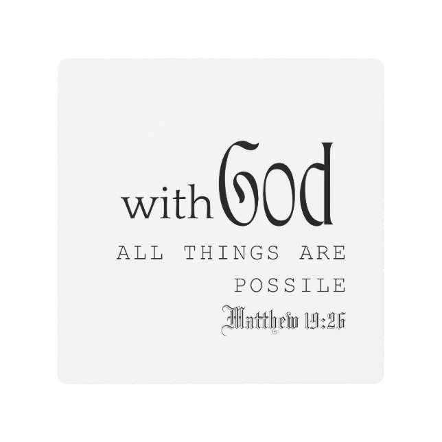 神と共に可能な全ての事マシュー19 26 メタルプリント (正面)