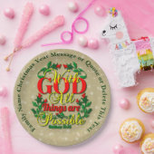 神と共に可能な聖書の引用文20xx 9" ペーパープレート (パーティー)