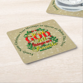 神と共に可能な聖書引用文 スクエアペーパーコースター