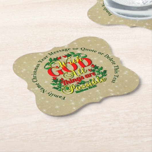 神と共に可能な聖書引用文 ペーパーコースター (アングル)
