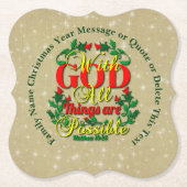 神と共に可能な聖書引用文 ペーパーコースター (正面)