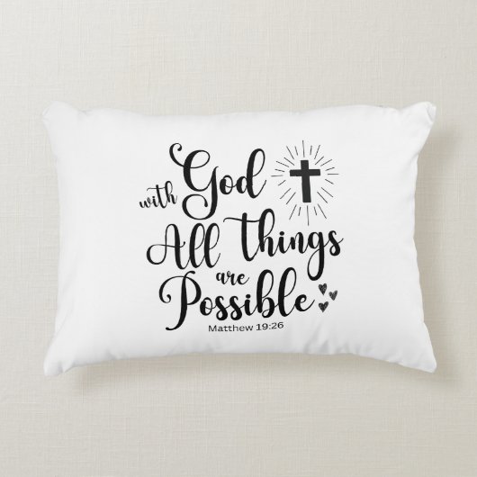 神と共に、すべてのことが可能である – マタイ19:26 アクセントクッション (正面)
